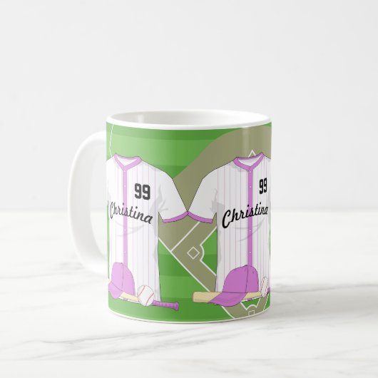 Mug Cute Personnalisée Baseball rose (Devant gauche)