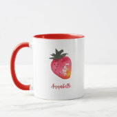 Mug Cute Personnalisée Rouge Blanc Valentine fraise (Gauche)