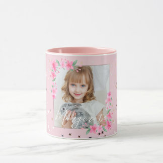 Mug Cute Personnalisée une photo rose
