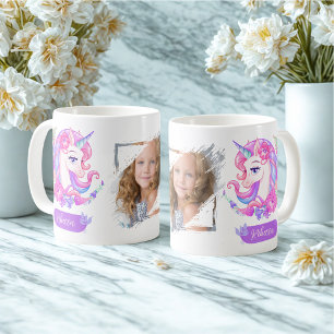 Mug Cute Personnaliser Cadeau Floral Unicorn Nom photo