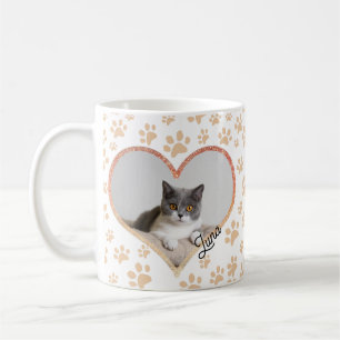 Mug Cute Pet Chat Photo Coeur parties scintillant et p