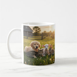 Mug Cute pets group, Golden Retriever and cat. Koffiemok