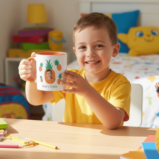 Mug Cute Pineapple Photo Template Personalized Kids Na