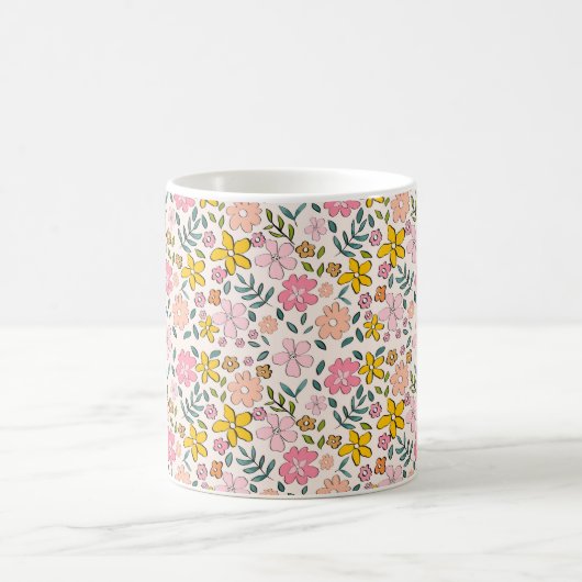 Mug Cute Pink and Yellow Floral Pattern (Centre)