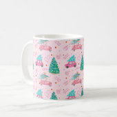 Mug Cute Pink Christmas Car Tree Seamless Pattern (Devant gauche)