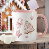 Mug Cute Pink Christmas gingerbread Cookies Name