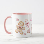 Mug Cute Pink Christmas gingerbread Cookies Name (Gauche)