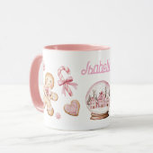 Mug Cute Pink Christmas gingerbread Cookies Name (Devant gauche)