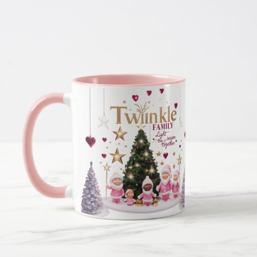 Mug Cute Pink Santa Twinkle Family Personalized Combo  (Gauche)