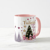 Mug Cute Pink Santa Twinkle Family Personalized Combo  (Devant droit)