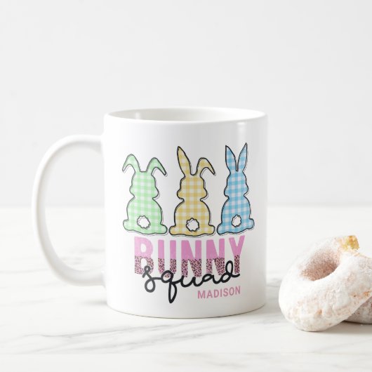 Mug Cute Plaid Lapin Squad Rabbit Personnalisé (Avec donut)