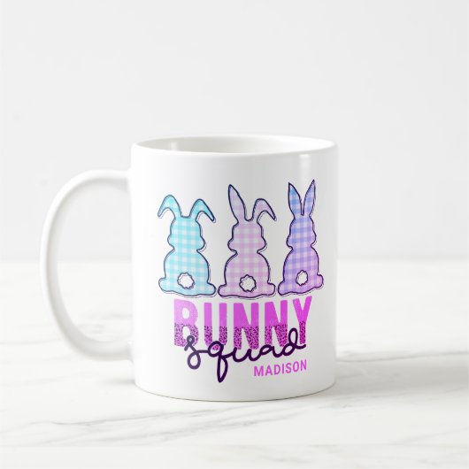 Mug Cute Plaid Lapin Squad Rabbit Personnalisé (Gauche)