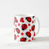 Mug Cute Pois Ladybug Noir Rouge Sans Seamless Motif (Devant droit)