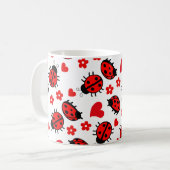 Mug Cute Pois Ladybug Noir Rouge Sans Seamless Motif (Devant gauche)