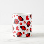 Mug Cute Pois Ladybug Noir Rouge Sans Seamless Motif (Centre)