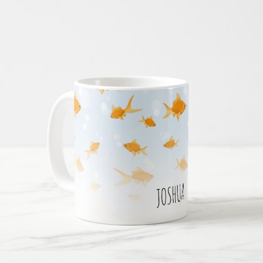 Mug Cute poisson d'or nager dans l'eau Nom personnalis (Devant gauche)