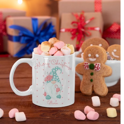 Mug Cute Polka Dot Joyeux Noël Gnome Coff