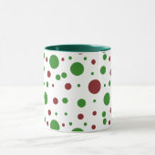 Mug Cute polka point Noël Rouge Vert motif (Centre)