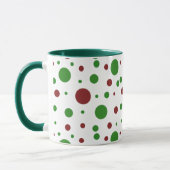 Mug Cute polka point Noël Rouge Vert motif (Gauche)