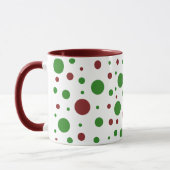 Mug Cute polka point Noël Rouge Vert motif (Gauche)