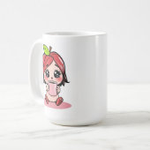 Mug Cute Pomme Tête Chibi Boire Café (Devant gauche)