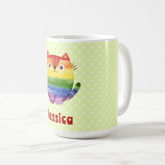 Mug Cute Pride Kitty Aquarelle personnalisée (Devant droit)