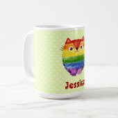 Mug Cute Pride Kitty Aquarelle personnalisée (Devant gauche)