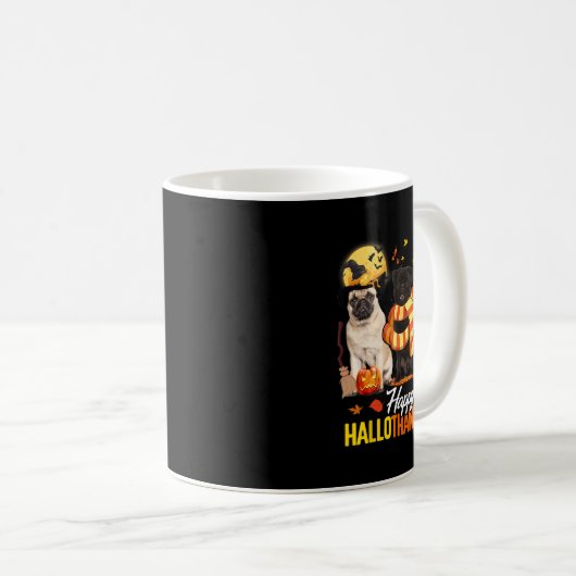 Mug Cute Pug Happy Hallothanksmas Halloween Thanksgivi (Devant droit)
