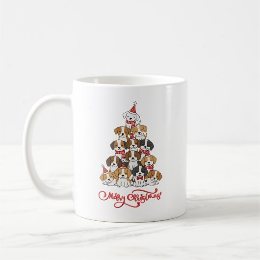 Mug Cute Puppy Dog Christmas Tree Stack (Gauche)