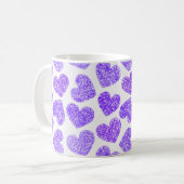 Mug Cute Purple Doodled Heart Valentine's Day Motif (Devant gauche)
