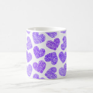 Mug Cute Purple Doodled Heart Valentine's Day Motif