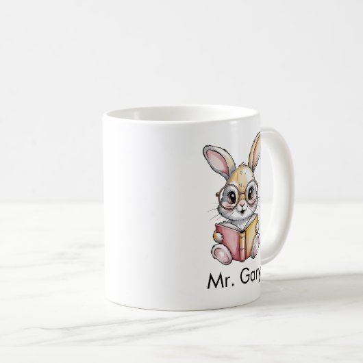 Mug Cute Rabbit Reading a Book Custom (Devant droit)