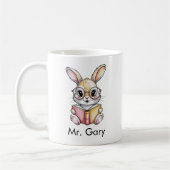 Mug Cute Rabbit Reading a Book Custom (Gauche)