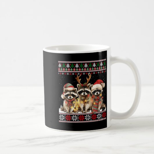 Mug Cute Raccoon Santa Christmas Lights Ugly Xmas Swea (Droite)