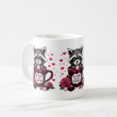 Mug Cute Raccoon Valentine Buffalo Plaid (Devant gauche)
