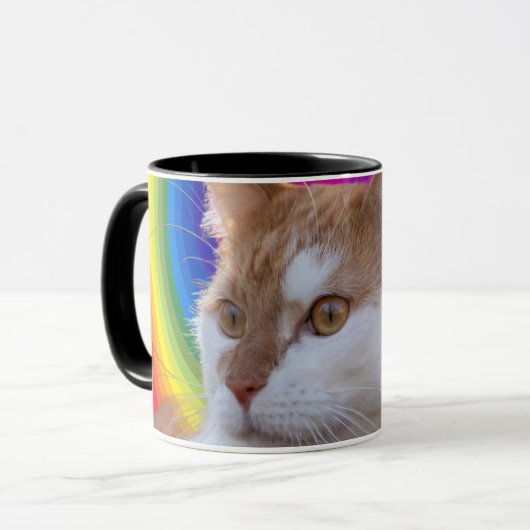 Mug Cute Rainbow Colorful Cat Photo (Devant gauche)