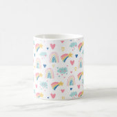 Mug Cute Rainbow Hearts & Clouds Motif (Centre)