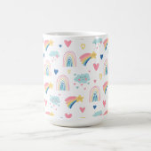 Mug Cute Rainbow Hearts & Clouds Motif (Centre)