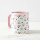 Mug Cute Rainbow Hearts & Clouds Motif (Devant gauche)