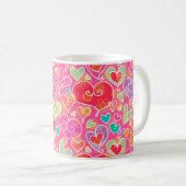 Mug Cute Red Aqua Purple Valentine Coeurs (Devant droit)