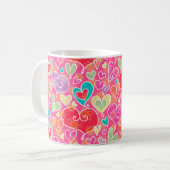 Mug Cute Red Aqua Purple Valentine Coeurs (Devant gauche)