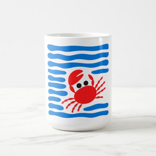 Mug Cute Red Crab & Blue Waves Coastal (Centre)
