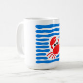 Mug Cute Red Crab & Blue Waves Coastal (Devant gauche)