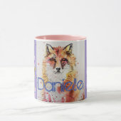 Mug Cute Red Fox Animal Purple Pansies (Centre)