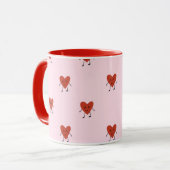 Mug Cute Red Hearts Seamless Love Pattern on Pink (Devant gauche)