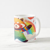 Mug Cute Red Panda Design - Happy Dancing Animal Rainb (Devant droit)