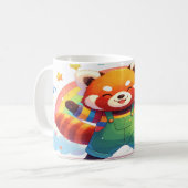 Mug Cute Red Panda Design - Happy Dancing Animal Rainb (Devant gauche)