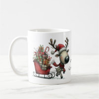 Cute Reindeer avec Sleigh et présente