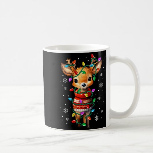 Mug Cute Reindeer Christmas Lights Santa Xmas Pjm Wome (Droite)