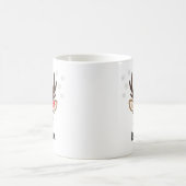 Mug Cute Reindeer Girl Red Bow Nom personnalisé Noël (Centre)